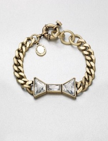 Faceted rhinestones add interest to this sweet bow style on a link chain. Glass stonesBrassLength, about 7.4Spring ring closureImported Faceted rhinestones add interest to this sweet bow style on a link chain. Glass stonesBrassLength, about 7.4Spring ring closureImported