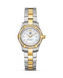 Inspired by professional diving watches, this TAG Heuer Aquaracer watch features 0.55 carats of diamonds on the bezel and dial on a sporty yet elegant steel case and bracelet. Inspired by professional diving watches, this TAG Heuer Aquaracer watch features 0.55 carats of diamonds on the bezel and dial on a sporty yet elegant steel case and bracelet.
