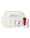 Correct and prevent all signs of aging with a selection of age-defying Capture Totale treatments, perfectly sized for your on-the-go skincare needs, with a full size Multi-Perfection Crème 50 ml, Travel Size OneEssential, 10 ml, Travel Size Capture Totale Eye Creme, 5 ml encased in a couture-designed vanity case.
