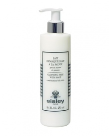 Eliminates excess sebum secretions in combination to oily skin. This cleansing milk, formulated with Sage extracts, is particularly recommended for normal, combination or oil-prone skin. Its fluid texture provides an instant feeling of well-being. It purifies the skin by thoroughly removing all makeup, impurities and excess sebum. It leaves skin feeling clean and soft.Directions for Use:Apply with fingertips to the face and throat; massage gently in circles to fully dissolve all makeup. Wipe off with a tissue; you may prefer to rinse off with lukewarm water. Gentle Eye and Lip Makeup Remover is more suited to remove makeup from the eyes and lips, which are more delicate. Eliminates excess sebum secretions in combination to oily skin. This cleansing milk, formulated with Sage extracts, is particularly recommended for normal, combination or oil-prone skin. Its fluid texture provides an instant feeling of well-being. It purifies the skin by thoroughly removing all makeup, impurities and excess sebum. It leaves skin feeling clean and soft.Directions for Use:Apply with fingertips to the face and throat; massage gently in circles to fully dissolve all makeup. Wipe off with a tissue; you may prefer to rinse off with lukewarm water. Gentle Eye and Lip Makeup Remover is more suited to remove makeup from the eyes and lips, which are more delicate.