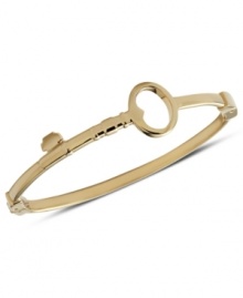 Unlock gorgeous style with this bangle bracelet from Fossil. Designed with a bent key silhouette and hinge. Crafted in gold tone stainless steel. Approximate diameter: 2 5/8 inch. Unlock gorgeous style with this bangle bracelet from Fossil. Designed with a bent key silhouette and hinge. Crafted in gold tone stainless steel. Approximate diameter: 2 5/8 inch.