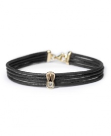 A beautiful way to make a difference. This stunning bracelet features round-cut diamond (1/6 ct. t.w.) set in 14k gold over sterling silver with a brown leather strap. When you purchase this bracelet from the Everlon Diamond Knot Collection® designed by Rachel Bilson and available exclusively at Macys.com, you are supporting the education and empowerment of African people and communities where diamonds are a natural resource. Twenty dollars from the sale of this Everlon bracelet will be donated to the Diamond Empowerment Fund (DEF), a non-profit international organization that supports education in Africa. Approximate length: 7-1/4 inches. A beautiful way to make a difference. This stunning bracelet features round-cut diamond (1/6 ct. t.w.) set in 14k gold over sterling silver with a brown leather strap. When you purchase this bracelet from the Everlon Diamond Knot Collection® designed by Rachel Bilson and available exclusively at Macys.com, you are supporting the education and empowerment of African people and communities where diamonds are a natural resource. Twenty dollars from the sale of this Everlon bracelet will be donated to the Diamond Empowerment Fund (DEF), a non-profit international organization that supports education in Africa. Approximate length: 7-1/4 inches.