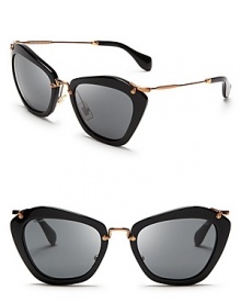 In a word, meow: the future meets the '50s in these outrageously stylish Miu Miu sunglasses that are purrrrfectly in keeping with the cat eye trend. In a word, meow: the future meets the '50s in these outrageously stylish Miu Miu sunglasses that are purrrrfectly in keeping with the cat eye trend.