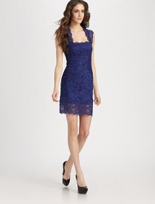 Delicate stretch lace, tailored in a form-fitting silhouette enhanced with a prettily open back.Square necklineWide shoulder strapsContrast trimCutout backFully linedAbout 16 from natural waist35% rayon/25% cotton/25% nylon/15% spandexDry cleanMade in USAModel shown is 5'11 (180cm) wearing US size Small. Delicate stretch lace, tailored in a form-fitting silhouette enhanced with a prettily open back.Square necklineWide shoulder strapsContrast trimCutout backFully linedAbout 16 from natural waist35% rayon/25% cotton/25% nylon/15% spandexDry cleanMade in USAModel shown is 5'11 (180cm) wearing US size Small.