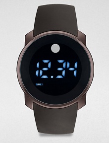 A modern timepiece with dual-time digital precision, is crafted from coated stainless steel with a comfortable silicone strap bracelet.LED digital displayTouch screenWater resistant to 3ATMStainless steel case: 45mm (1.77)Silicone strap braceletImported A modern timepiece with dual-time digital precision, is crafted from coated stainless steel with a comfortable silicone strap bracelet.LED digital displayTouch screenWater resistant to 3ATMStainless steel case: 45mm (1.77)Silicone strap braceletImported