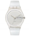 Keep your seasonal look as fresh as the driven snow with this Snowcovered collection Swatch watch.