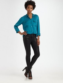 The perfect wardrobe essential, crafted from hammered silk crepe with a versatile long hem.Point collarButton frontTwo flap chest pocketsLong sleeves with button cuffsBack yoke and box pleatShirttail hemAbout 29 from shoulder to hemSilkDry cleanImportedModel shown is 5'9½ (177cm) wearing US size Small. The perfect wardrobe essential, crafted from hammered silk crepe with a versatile long hem.Point collarButton frontTwo flap chest pocketsLong sleeves with button cuffsBack yoke and box pleatShirttail hemAbout 29 from shoulder to hemSilkDry cleanImportedModel shown is 5'9½ (177cm) wearing US size Small.