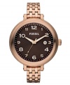 An oversized dial and slim stainless steel bracelet set the table for rosy hues on this Bridgette collection watch from Fossil.