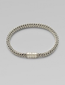 An intricately woven sterling silver chain design. Sterling silver Push clasp closure Length, about 6½ Imported An intricately woven sterling silver chain design. Sterling silver Push clasp closure Length, about 6½ Imported
