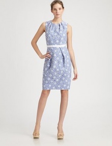 Sweet floral embroidery adds an ultra-feminine feel to this artfully tailored shift.Pleated jewel necklineSleevelessGrosgrain waistbandFront skirt pleatsConcealed back zipFully linedAbout 22½ from natural waist76% nylon/24% polyesterDry cleanImported of domestic fabricModel shown is 5'10½ (179cm) wearing US size 4. Sweet floral embroidery adds an ultra-feminine feel to this artfully tailored shift.Pleated jewel necklineSleevelessGrosgrain waistbandFront skirt pleatsConcealed back zipFully linedAbout 22½ from natural waist76% nylon/24% polyesterDry cleanImported of domestic fabricModel shown is 5'10½ (179cm) wearing US size 4.