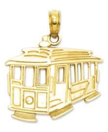 A historical piece to add to your collection. The San Francisco cable car system is the world's last manually operated cable car system. Honor it with this detailed 14k gold charm. Chain not included. Approximate length: 8/10 inch. Approximate width: 3/4 inch.