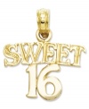 The perfect birthday gift to commemorate a special day. This charm features the words Sweet 16 in 14k gold. Chain not included. Approximate length: 7/10 . Approximate width: 3/5 inch.