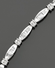 Supreme elegance. A breathtaking round-cut and baguette-cut diamond bracelet (2 ct. t.w.) set in 14k white gold. Length measures 7-1/4 inches. Supreme elegance. A breathtaking round-cut and baguette-cut diamond bracelet (2 ct. t.w.) set in 14k white gold. Length measures 7-1/4 inches.