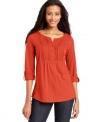Great style at a great price: get the look with Charter Club's pleated top, made from 100% cotton.