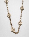 A chain-link necklace with a clever abstract clover design.16K goldplatedLobster clasp closureNecklace length, about 20Made in USA