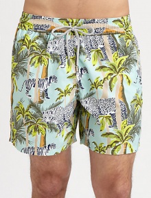 Terrific tiger print livens this summertime essential, complete with back eyelets to avoid a ballooning effect.Elastic drawstring waistSide slash, back flap pocketsMesh liningInseam, about 5PolyamideMachine washImported Terrific tiger print livens this summertime essential, complete with back eyelets to avoid a ballooning effect.Elastic drawstring waistSide slash, back flap pocketsMesh liningInseam, about 5PolyamideMachine washImported