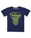 Dress him for the courts in style with the stylized graphic on this tee from Nike.