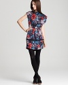 A rich, vintage-inspired floral print embellishes this dramatic MARC BY MARC JACOBS silk dress for day-to-dinner chic.