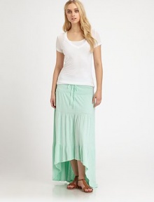 A featherweight, semi-sheer tee is always a spring wardrobe staple. V-neckShort cap sleevesRibbed trim at neckline and cuffsModalHand washMade in USAModel shown is 5'9 (176cm) wearing US size Small. A featherweight, semi-sheer tee is always a spring wardrobe staple. V-neckShort cap sleevesRibbed trim at neckline and cuffsModalHand washMade in USAModel shown is 5'9 (176cm) wearing US size Small.