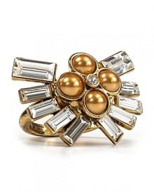 Feminine with a vintage feel, ABS by Allen Schwartz' bold ring is heavy on sparkle. The deco-chic bauble makes a megawatt statement with both sleek frocks and glamourous gowns. Feminine with a vintage feel, ABS by Allen Schwartz' bold ring is heavy on sparkle. The deco-chic bauble makes a megawatt statement with both sleek frocks and glamourous gowns.