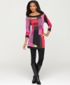 Style&co. makes bold color easy to wear with this chic petite tunic. Pair with leggings for a sophisticated look.