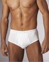 BOSS Black 3 Pack traditional briefs. Pack of three traditional briefs in pure ribbed cotton. White with logo waistband.