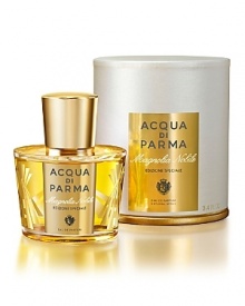 Magnolia Nobile Eau de Parfum is a creation of floral and woodsy notes combined together to celebrate the masterful gardens of Italy's most prestigious palaces and villas. The sweet and citrusy accord of the Magnolia is used throughout the fragrance accented by notes of Italian lemon, bergamot and citron, blended with delicate notes of rose, jasmine and tuberose resting of a base of rich tones of patchouli, vetiver, sandalwood and vanilla. A majestic and vibrant women's fragrance. The limited edition bottle displays the art deco inspiration of a magnolia flower, etched into the 100 mL bottle with 22K gold. The outer packaging is completely made by hand. Magnolia Nobile Eau de Parfum is a creation of floral and woodsy notes combined together to celebrate the masterful gardens of Italy's most prestigious palaces and villas. The sweet and citrusy accord of the Magnolia is used throughout the fragrance accented by notes of Italian lemon, bergamot and citron, blended with delicate notes of rose, jasmine and tuberose resting of a base of rich tones of patchouli, vetiver, sandalwood and vanilla. A majestic and vibrant women's fragrance. The limited edition bottle displays the art deco inspiration of a magnolia flower, etched into the 100 mL bottle with 22K gold. The outer packaging is completely made by hand.