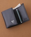 Banish the bulky wallet. This trifold Guess design keeps your essentials streamlined and organized.