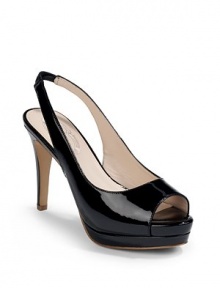 THE LOOKPatent leather designPeep-toeElastic slingbackPadded insoleSelf-covered heel 4 (100mm)THE MATERIALLeather upperLeather lining and soleORIGINImported THE LOOKPatent leather designPeep-toeElastic slingbackPadded insoleSelf-covered heel 4 (100mm)THE MATERIALLeather upperLeather lining and soleORIGINImported