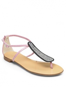 THE LOOKCroc-embossed leather strapsAnkle strap with buckle closureHeel strapRhinestone stud detailsStacked heelTHE FITHeel ¼ (5mm)THE MATERIALLeatherLeather lining and soleORIGINMade in Italy THE LOOKCroc-embossed leather strapsAnkle strap with buckle closureHeel strapRhinestone stud detailsStacked heelTHE FITHeel ¼ (5mm)THE MATERIALLeatherLeather lining and soleORIGINMade in Italy