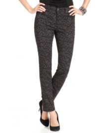 Stay on-trend with printed skinnies! These mod jeans from Style&co. feature a fun scroll print-great for a fashionable fall look. Stay on-trend with printed skinnies! These mod jeans from Style&co. feature a fun scroll print-great for a fashionable fall look.