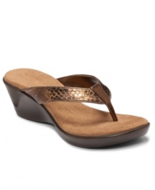 As comfortable as they are sassy, the Wide Eyes thong sandals by Aerosoles combine exotic colors and prints with the brand's signature comfort features. As comfortable as they are sassy, the Wide Eyes thong sandals by Aerosoles combine exotic colors and prints with the brand's signature comfort features.