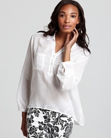 Rendered in lightweight cotton, this AG Adriano Goldschmied blouse is the perfect topper for sunny-season chic. Rendered in lightweight cotton, this AG Adriano Goldschmied blouse is the perfect topper for sunny-season chic.