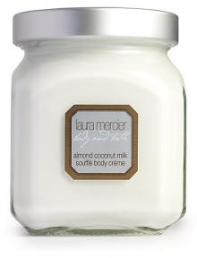 Almond Coconut Milk Soufflé Body Crème is a whipped, ultra-rich cream that hydrates deeply without feeling heavy or greasy. Vitamins A, E and F nourish Shea butter moisturizes 12 oz.