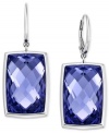 Blissfully elegant. The Nirvana earrings from Swarovski are crafted from rhodium-plated mixed metal with Tanzanite crystal bezel-set for a tranquil touch. Approximate drop: 1-7/10 inches.