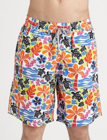A lively tropical turtle print adorns these quick-dry trunks, complete with drawstring waist and back eyelets to avoid a ballooning effect.Drawstring elastic waistBack flap pocket with grip-tape closureMesh liningPolyamideMachine washImported A lively tropical turtle print adorns these quick-dry trunks, complete with drawstring waist and back eyelets to avoid a ballooning effect.Drawstring elastic waistBack flap pocket with grip-tape closureMesh liningPolyamideMachine washImported