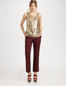 This eye-catching sequin tank will add an extra boost of fierce style to your wardrobe. JewelneckSleevelessWide shoulder strapsAllover sequins in animal printBack zip closureFully linedAbout 25 from shoulder to hem98% viscose/2% elastaneLining; 95% polyester/2% spandexDry cleanImportedModel is 5'9½ (176cm) wearing a US size Small. This eye-catching sequin tank will add an extra boost of fierce style to your wardrobe. JewelneckSleevelessWide shoulder strapsAllover sequins in animal printBack zip closureFully linedAbout 25 from shoulder to hem98% viscose/2% elastaneLining; 95% polyester/2% spandexDry cleanImportedModel is 5'9½ (176cm) wearing a US size Small.