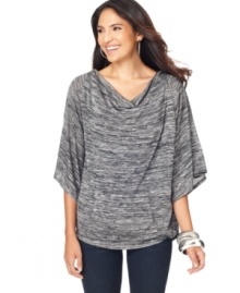 Marled knit meets slouchy chic in AGB's hooded poncho-style top. It's like a cute alternative to your hoodie! Marled knit meets slouchy chic in AGB's hooded poncho-style top. It's like a cute alternative to your hoodie!