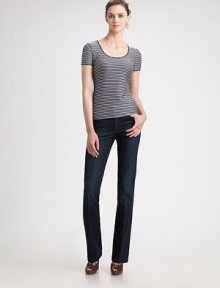 Nautical-inspired stripes band this soft jersey style.ScoopneckShort sleeves81% polyamide/17% elastane/2% polyesterDry cleanMade in Italy of imported fabricModel shown is 5'10 (177cm) wearing US size 4. Nautical-inspired stripes band this soft jersey style.ScoopneckShort sleeves81% polyamide/17% elastane/2% polyesterDry cleanMade in Italy of imported fabricModel shown is 5'10 (177cm) wearing US size 4.