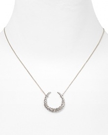 Dazzling Swarovski crystals shine on this horseshoe pendant necklace from Alexis Bittar. Dazzling Swarovski crystals shine on this horseshoe pendant necklace from Alexis Bittar.