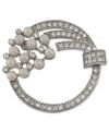 Catch a wave with this pin from Carolee. Crafted from silver-tone mixed metal, the pin has glass pearls and accents in cluster for a classic statement. Approximate diameter: 1-1/2 inches by 1-1/2 inches.