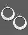 Chic, shiny and oh-so-trendy. You'll love these versatile hoop earrings by Lauren by Ralph Lauren, crafted in silvertone mixed metal. Approximate diameter: 3/4 inch.