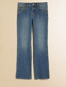 A faded, light wash basic with five-pocket styling, a loose-leg silhouette and a little stretch for a comfy fit.Front button closureWaistband with belt loopsZip flyFive-pocket style99% cotton/1% spandexMachine washImported A faded, light wash basic with five-pocket styling, a loose-leg silhouette and a little stretch for a comfy fit.Front button closureWaistband with belt loopsZip flyFive-pocket style99% cotton/1% spandexMachine washImported