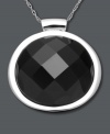 A single drop of complimentary color. This chic, contemporary pendant features a faceted onyx gemstone (25 mm) set in polished sterling silver. Approximate length: 18 inches. Approximate drop: 1-1/4 inches.