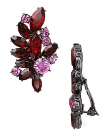 Equal parts beautiful and bewitching, this pair of earrings from Aqua flaunts wicked glamor with their cluster of richly hued gemstones. Equal parts beautiful and bewitching, this pair of earrings from Aqua flaunts wicked glamor with their cluster of richly hued gemstones.