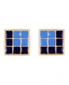 Stylish and symmetrical. RACHEL Rachel Roy's pyramid square stud earrings feature a distinctive grid design. Crafted in gold tone mixed metal, they'll add a chic, contemporary twist to your look. Approximate diameter: 1 inch.