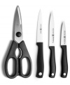 Take your kitchen by great form. Three incredibly crafted knives and a pair of shears complete your kitchen with incredible precision and professional performance. Crafted from high-carbon stain-resistant steel, these blades make the cut time and time again. Lifetime warranty.