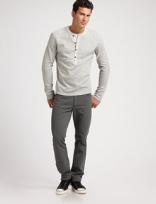 A slim, tapered fit styled in garment-dyed vintage cotton twill for effortless on-the-go style.Five-pocket styleBack welt pocketsInseam, about 34CottonDry cleanImported A slim, tapered fit styled in garment-dyed vintage cotton twill for effortless on-the-go style.Five-pocket styleBack welt pocketsInseam, about 34CottonDry cleanImported
