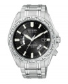 Never miss a meeting, a date or a single beat with this radio-controlled world time watch by Citizen Eco-Drive.