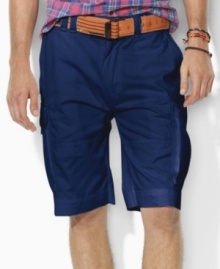 Packed with utilitarian details and plenty of pockets, the handsome New Gellar cargo short is tailored from soft-washed cotton chino for a rugged, casual look. Packed with utilitarian details and plenty of pockets, the handsome New Gellar cargo short is tailored from soft-washed cotton chino for a rugged, casual look.